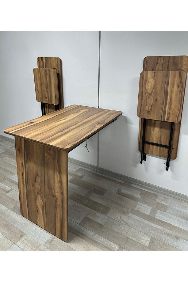 Duvara Monte MDF TABLA URARTU Katlanabilir Dekoratif 2 Tabureli Pratik Yemek Mutfak Balkon Masası - 3