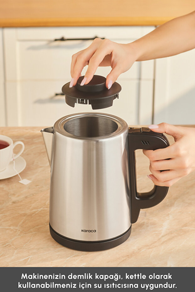 Tea Break 2 In 1 Çelik Su Isıtıcı Çay Makinesi Inox Siyah - 7