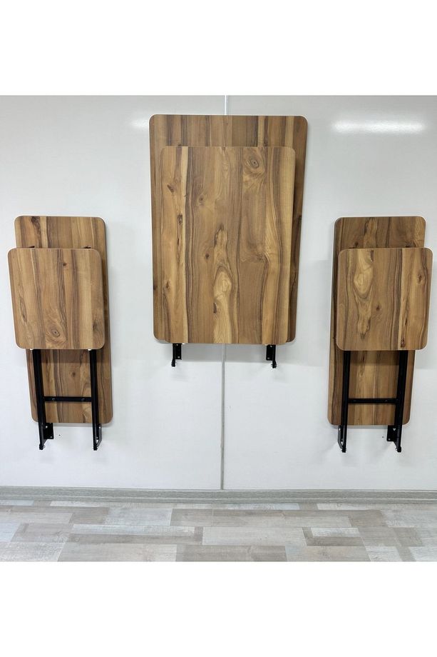 Duvara Monte MDF TABLA URARTU Katlanabilir Dekoratif 2 Tabureli Pratik Yemek Mutfak Balkon Masası - 1