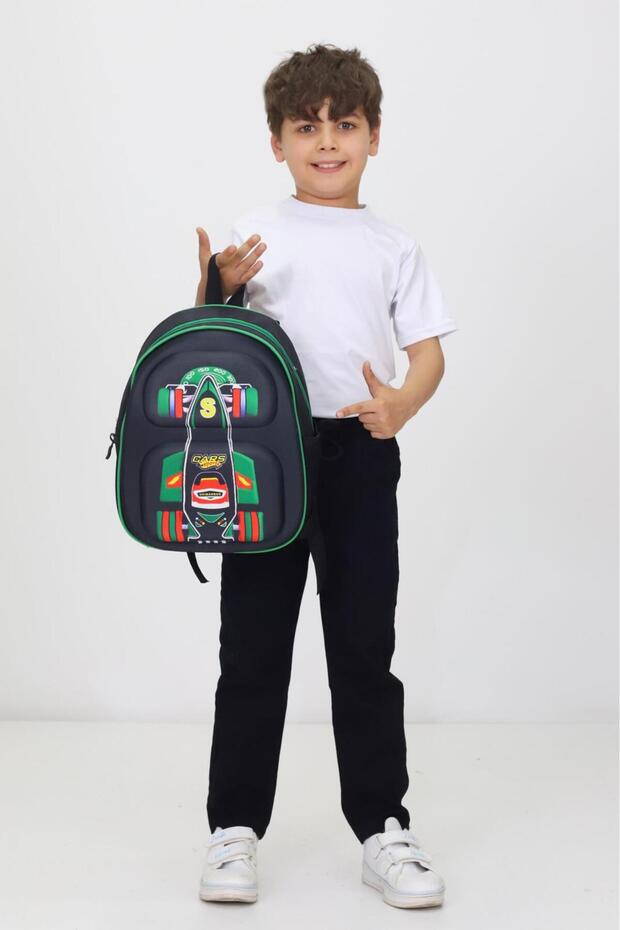 Formula 1 Racing Car Themed Orthopedic Kindergarten and Primary School Bag