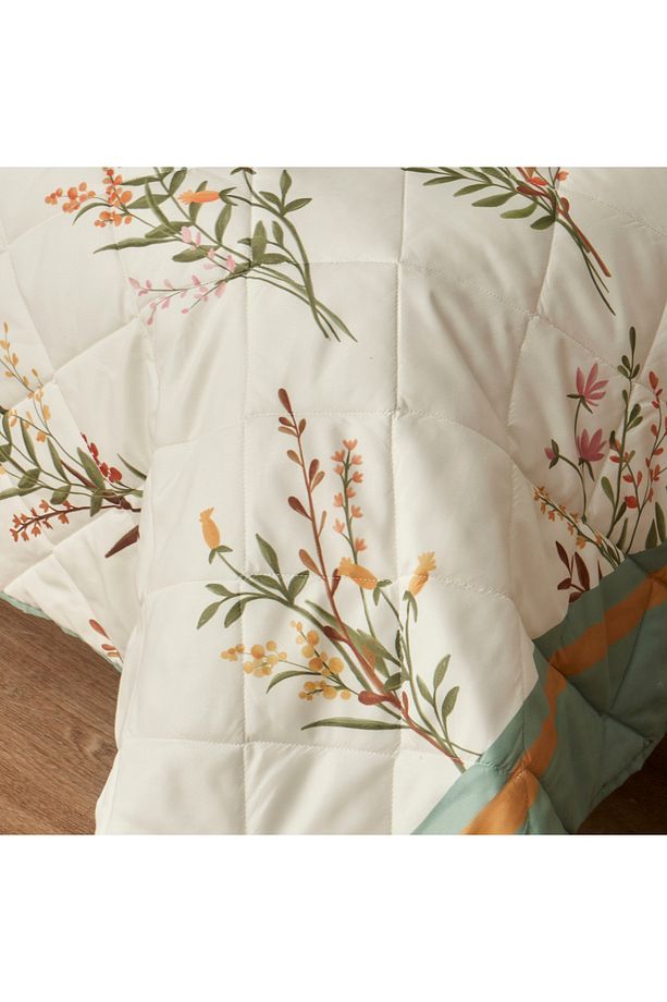 Flores Kapitoneli Çok Amaçlı Çift Kişilik Yatak Örtüsü Seti (240x220 cm) - 4