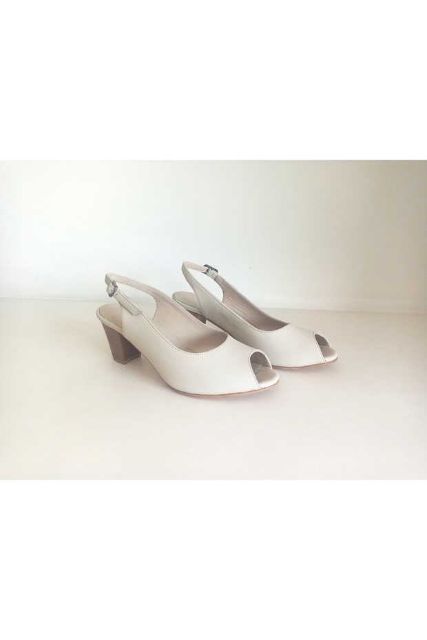Genuine Leather 4 cm Heeled Sandals