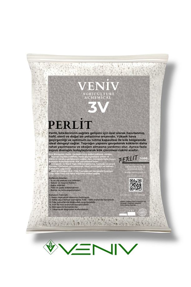 3V Tarım Perliti- Bitki Geliştirici – Havalandırıcı, Su Tutucu, Köklendirici&Drenaj Düzenleyici 2L - 1