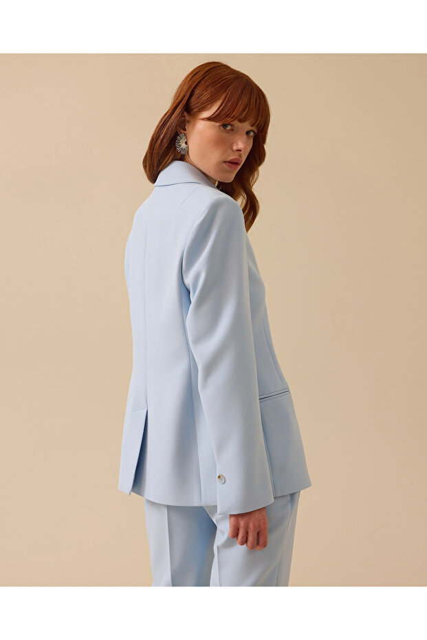 Fileto Cepli Tek Düğmeli Ceket - 4