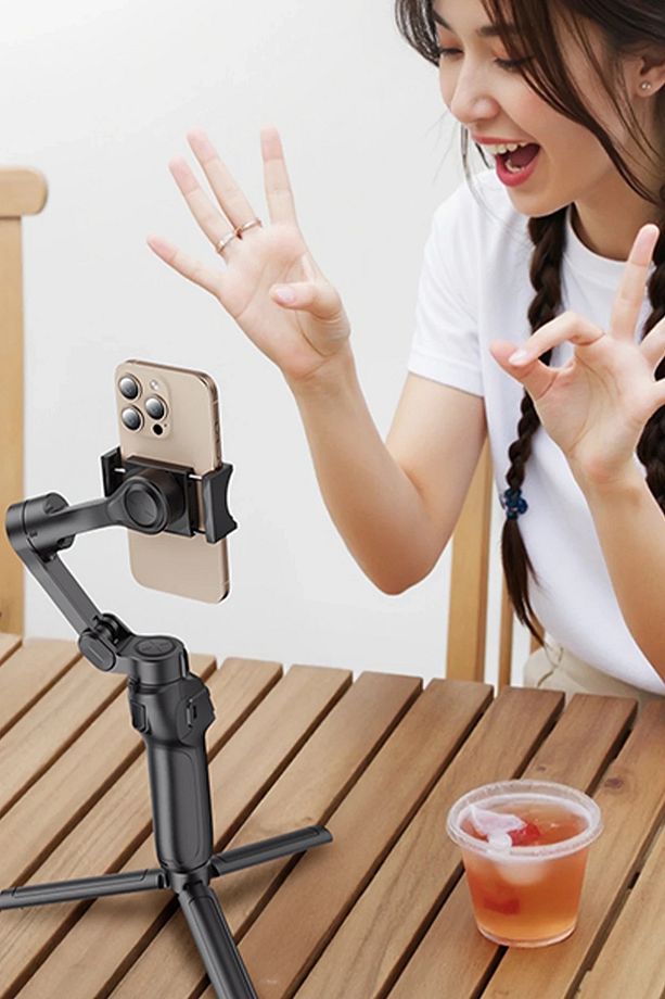 Akıllı Telefon Görüntü Sabitleyici Yapay Zeka Görüş Sensörlü Profesyonel Gimbal Stabilize BT Combo - 6