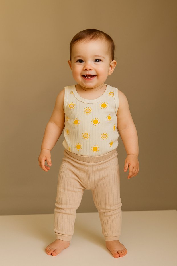 Children Baby Girl/Boy “Unisex” 100% Cotton Baby Set – 2-Piece Combination (Body + Pants)