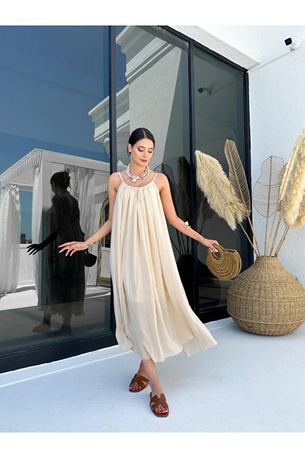 Taş Askılı Rahat Kesim Elbise - 3173 - 2