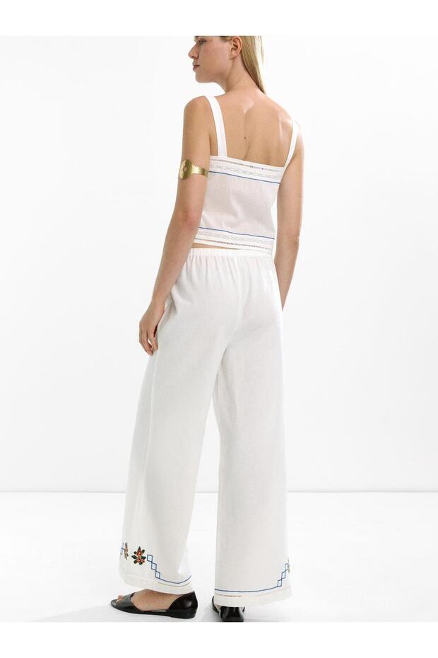 Dantel İşlemeli Pantolon - 4