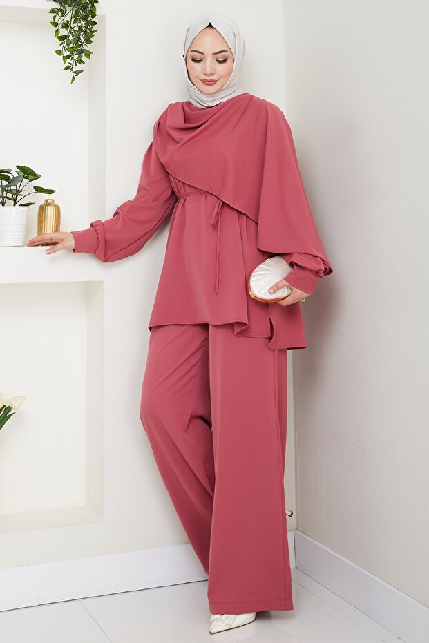 Shawl Collar Dusty Rose Double Set