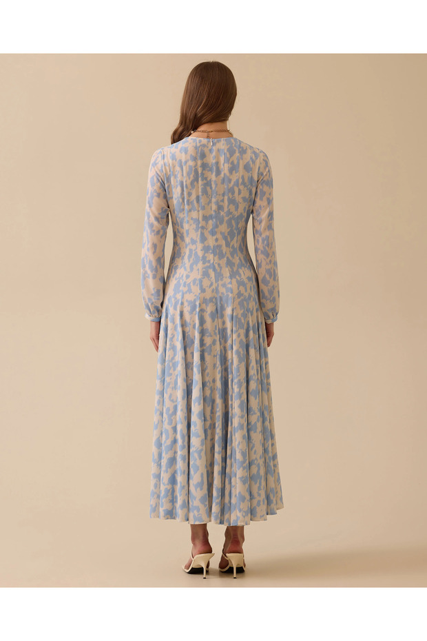 Desenli Kloş Elbise - 3