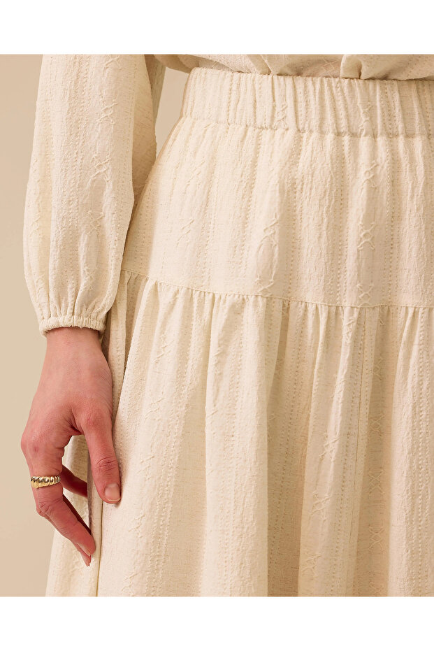 Elastik Bel Desenli Etek - 5