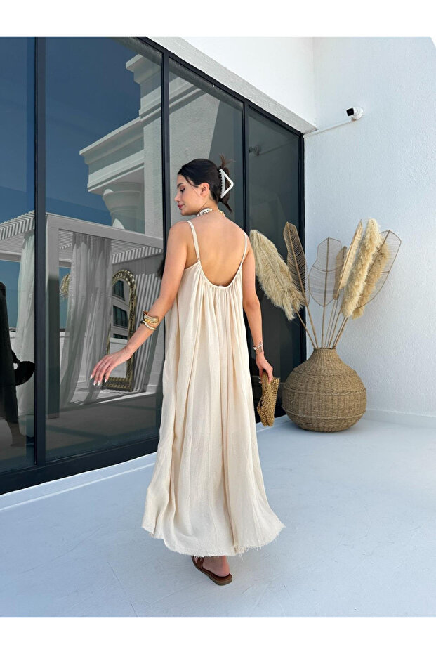 Taş Askılı Rahat Kesim Elbise - 3173 - 4