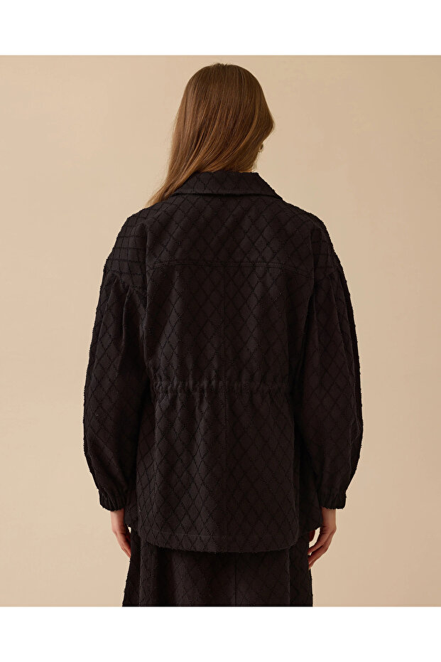 Desenli Fermuarlı Ceket - 3