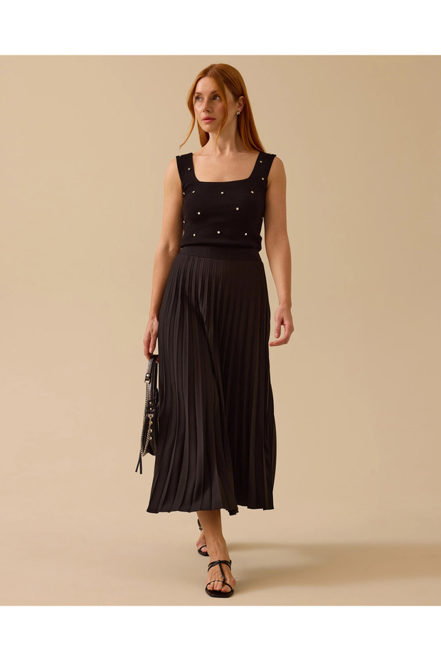 Elastik Bel Pliseli Etek - 1
