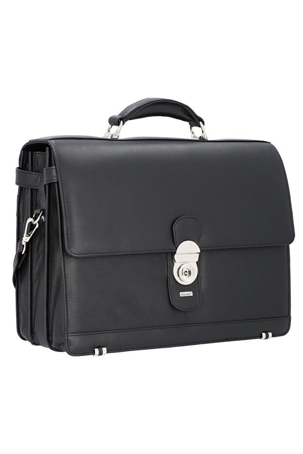 Monza Leather Aktentaş 38 cm with Laptop Compartment Black 1.46 kg
