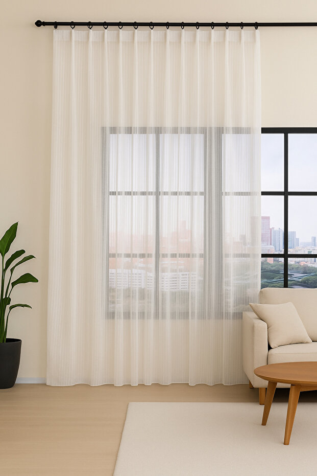 Uras Tulle Curtain 300X270 White