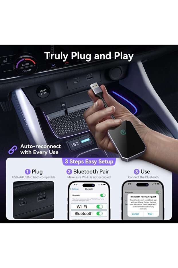 Adaptor Auto Wireless CarPlay - 3