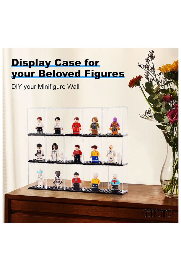 4’lü Şeffaf Minifigür Vitrin Kutusu – 48x48x69 mm, Toz Geçirmez, Üst Üste Takılır - 3