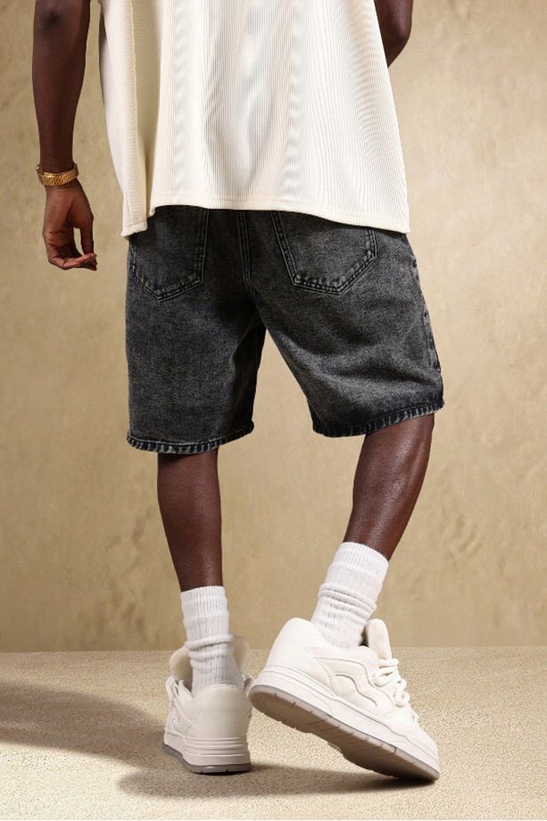 Erkek Baggy Fit Kot Şort Antrasit - 5