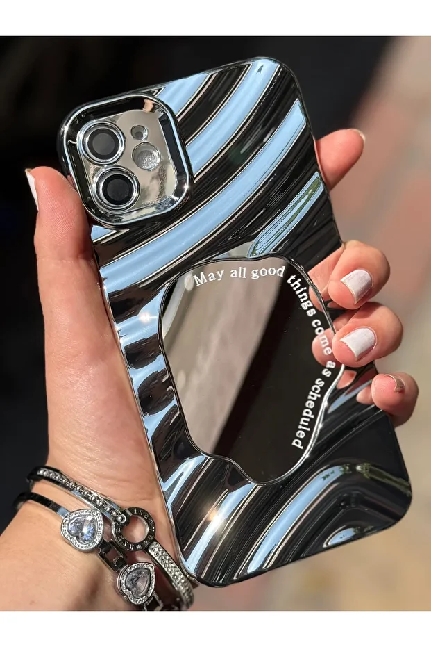 Fashionable Case Compatible with iPhone 13 with Mirrored Surrounding Embossed Shiny Pattern and Camera Protection - 7