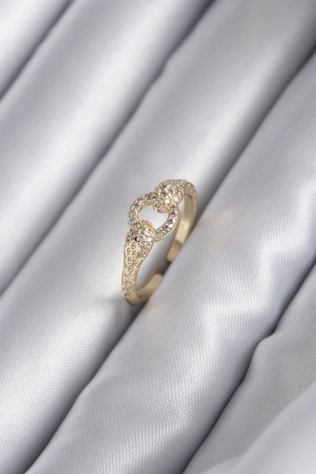 Brass Gold Color Zircon Stone Snake Model Women's Ring