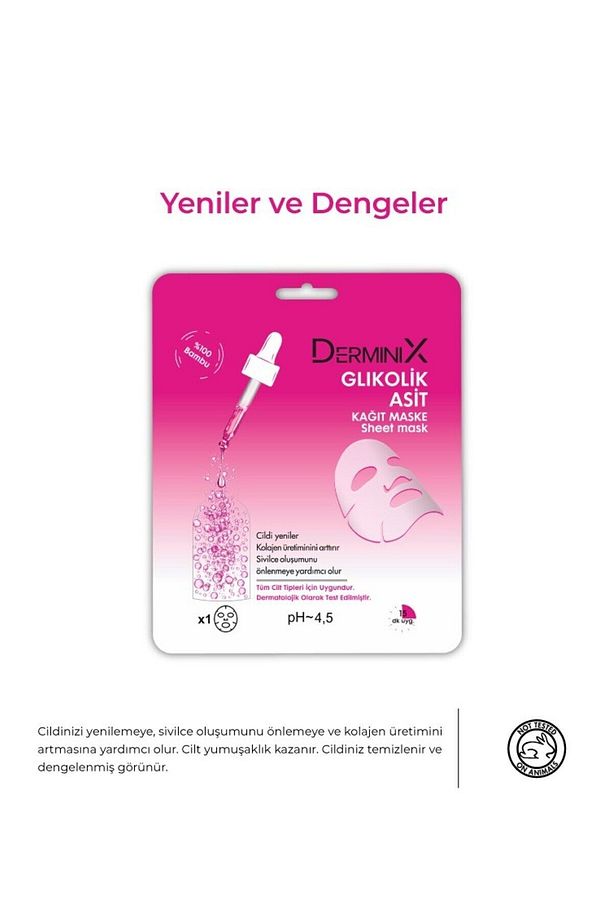 DERMİNİX GLİKOLİK ASİT KAĞIT MASKE 5 ADET - 2