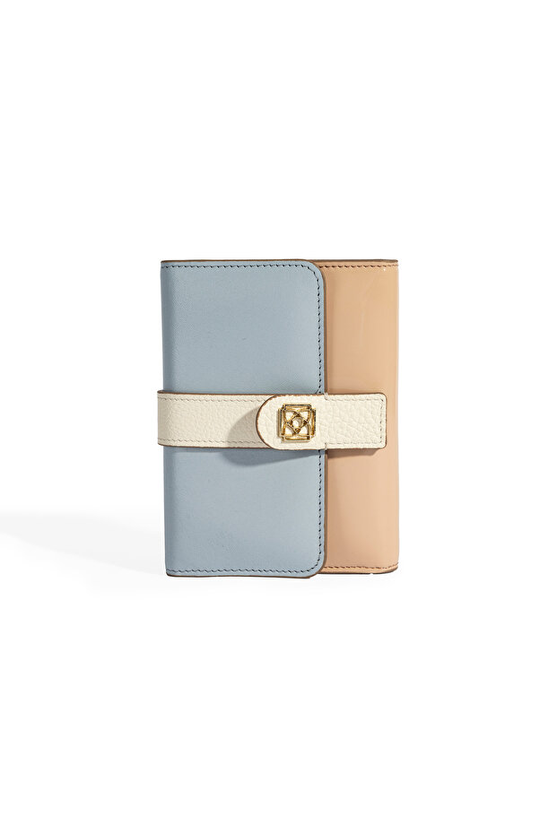 Kadın Mavi / Bej Deri Cüzdan - 2