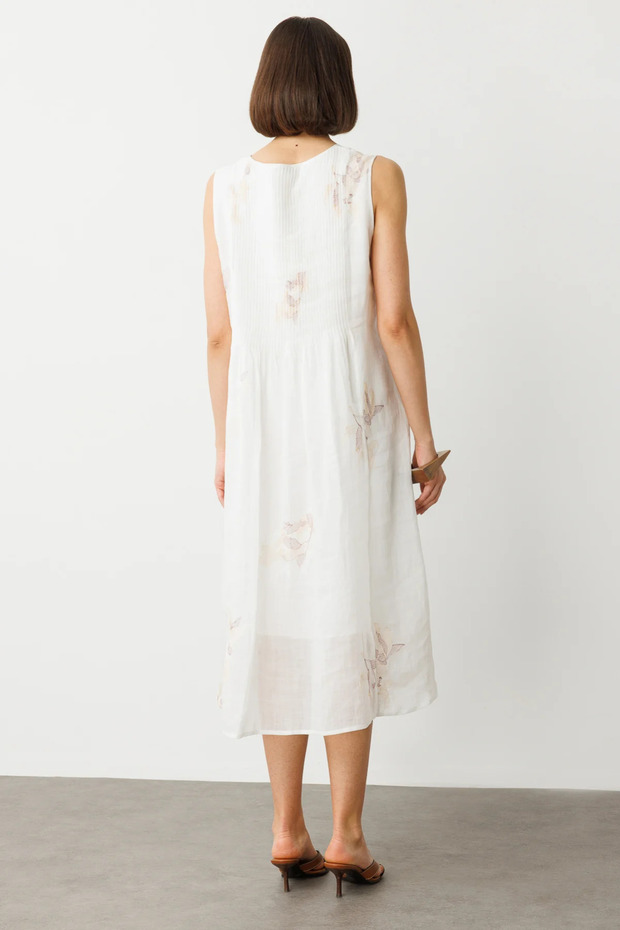 Rochie din in brodat Ecru - 5