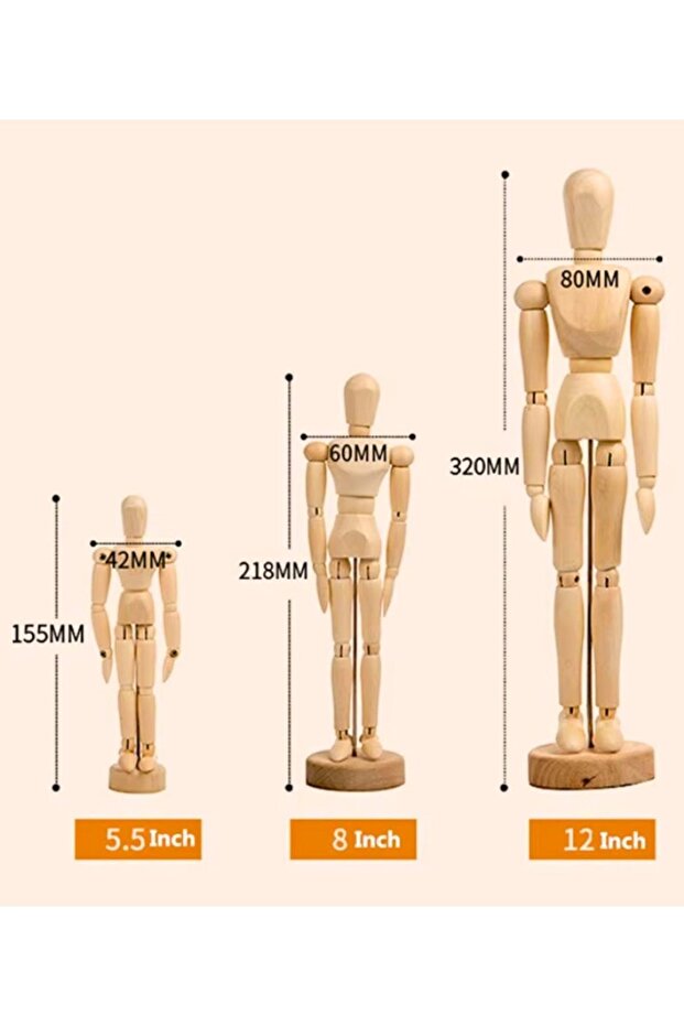 Eskiz Mankeni Ahşap Model 15 cm Manken Modelling - 6