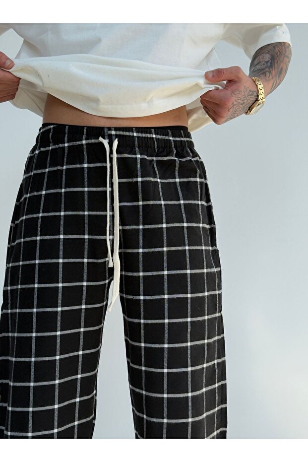 Summer Thin Fabric Checked Pajama Bottom - 3