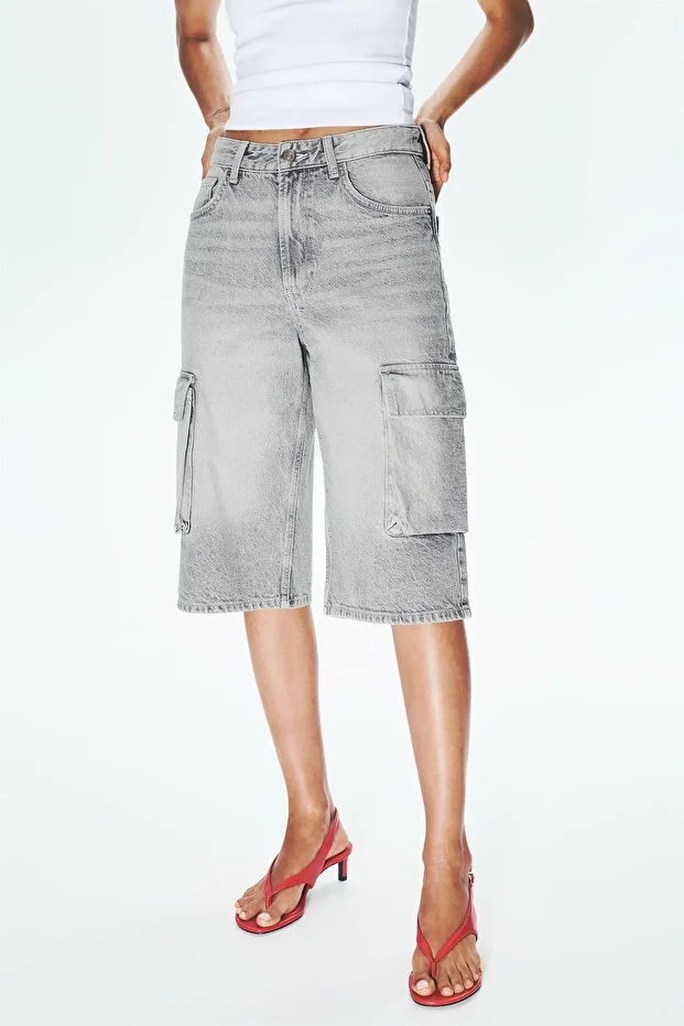 Kargo tipi denim bermuda şort - 6