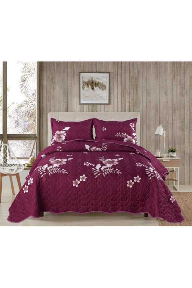 3-piece floral patterned bedspread for a double bed - 1
