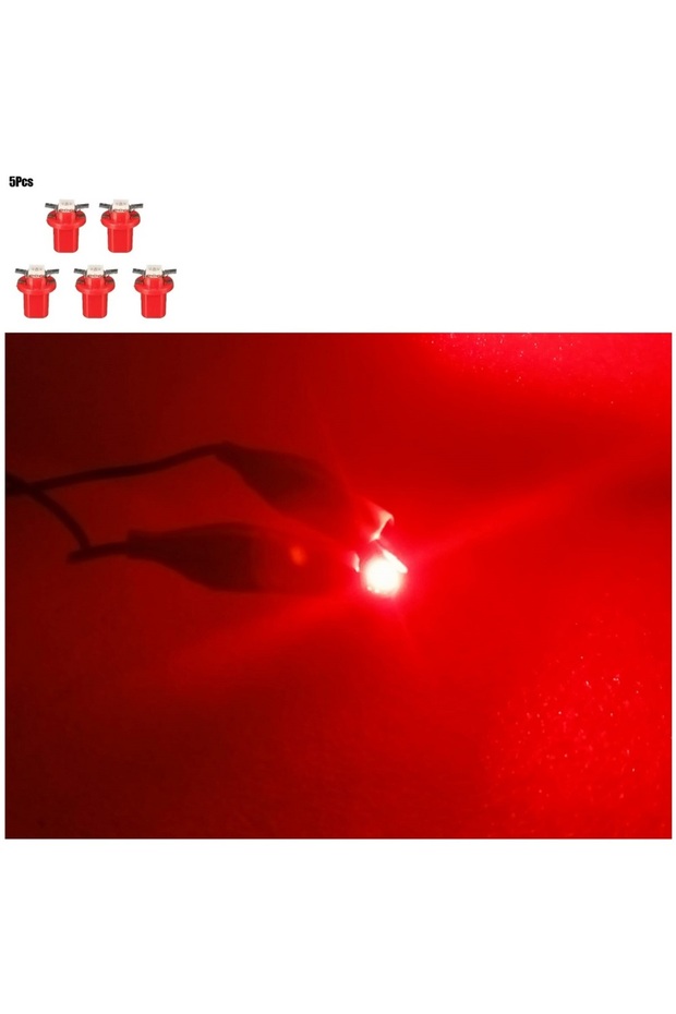 ( 5 X ADET ) 1 SET DUYLU DİPSİZ AMPUL T5 B8.5D MODEL LED 1.2W KIRMIZI (T5 B8.5D RED) - 3