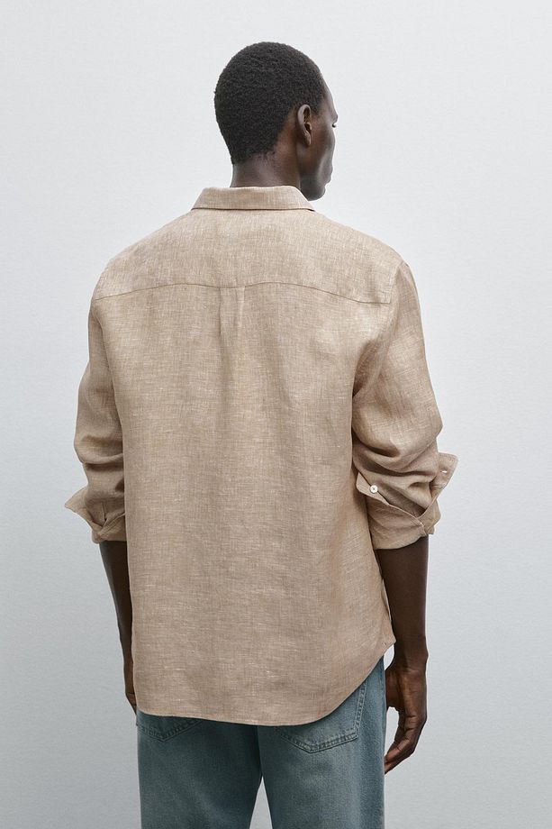 %100 keten regular fit gömlek - 3