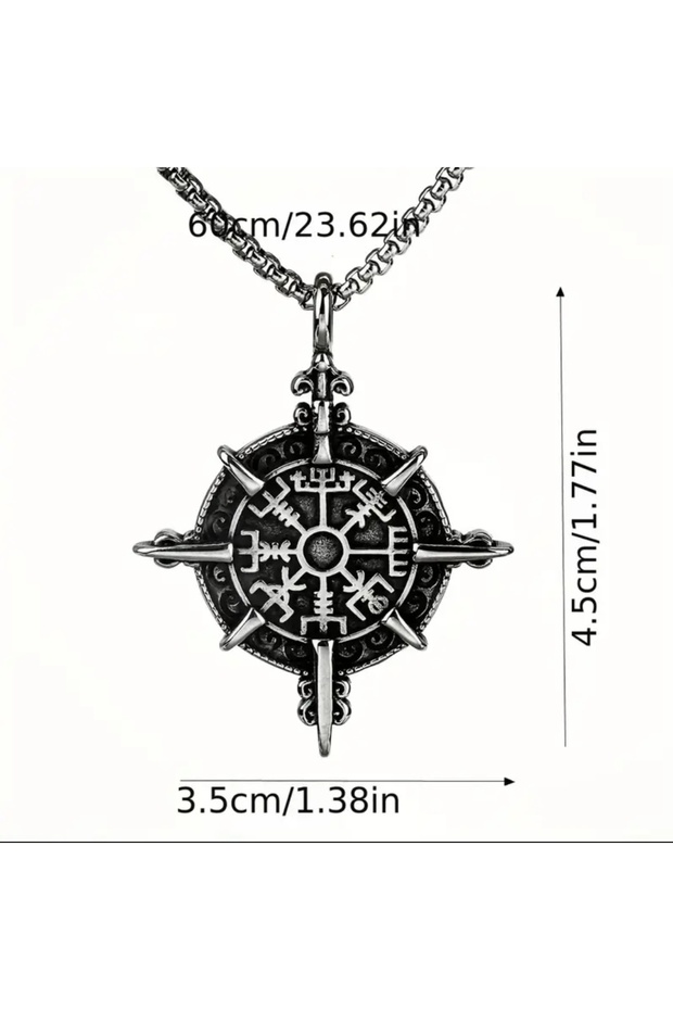 YIWU Erkekler için Viking Pusula Kolye - 5