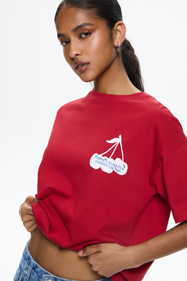 Kiraz grafikli tişört - 4