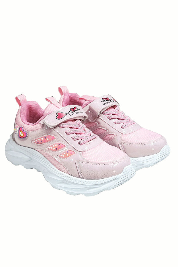 Light Pink Velcro Elastic Children's Sports Shoes Light Sole Comfortable