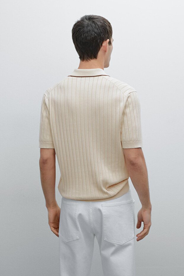 Fitilli triko polo yaka t-shirt - 3
