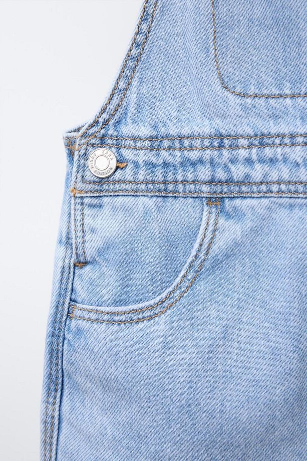 Unisex Çocuk Açık Mavi Kot Cepli Şort Tulum - Ayarlanabilir Askılı - 3