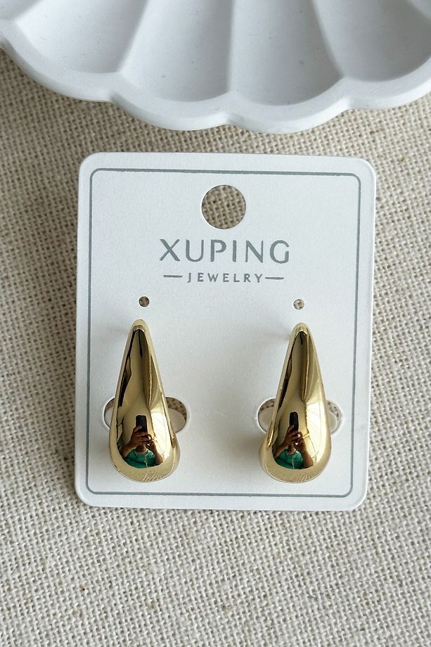 Xuping 14K Sade Damla U Kadın Küpe – Kararmaz | Kadın Takı Xuping Küpe - 1