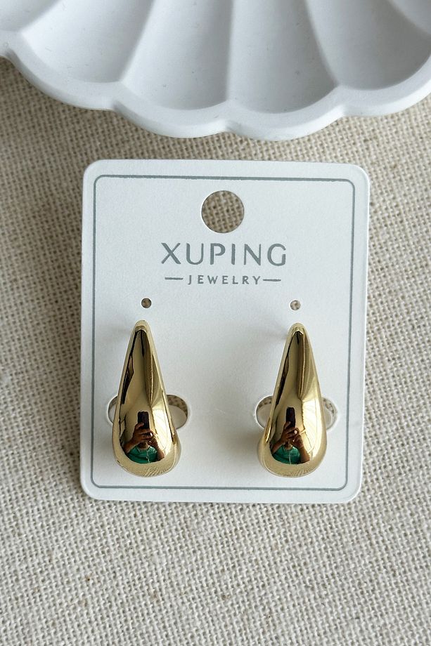 Xuping 14K Sade Damla U Kadın Küpe – Kararmaz | Kadın Takı Xuping Küpe - 3