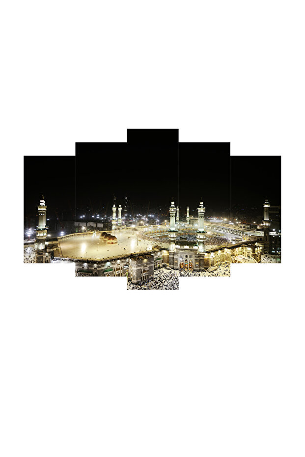 Duvar Mdf Tablo 5 Parça Set Ve saatli - 2