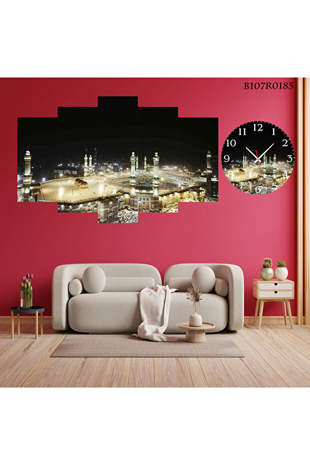 Duvar Mdf Tablo 5 Parça Set Ve saatli - 4