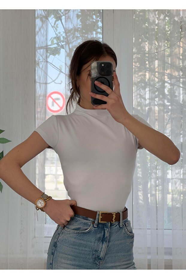 Buzzy Beyaz Bebe Kol Basic Yaka Tshirt - 1