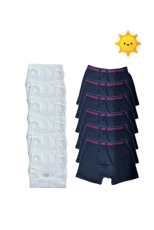 12Pcs Boys Singlet Boxer Set 6 Singlets 6 Boxers Srn-003046