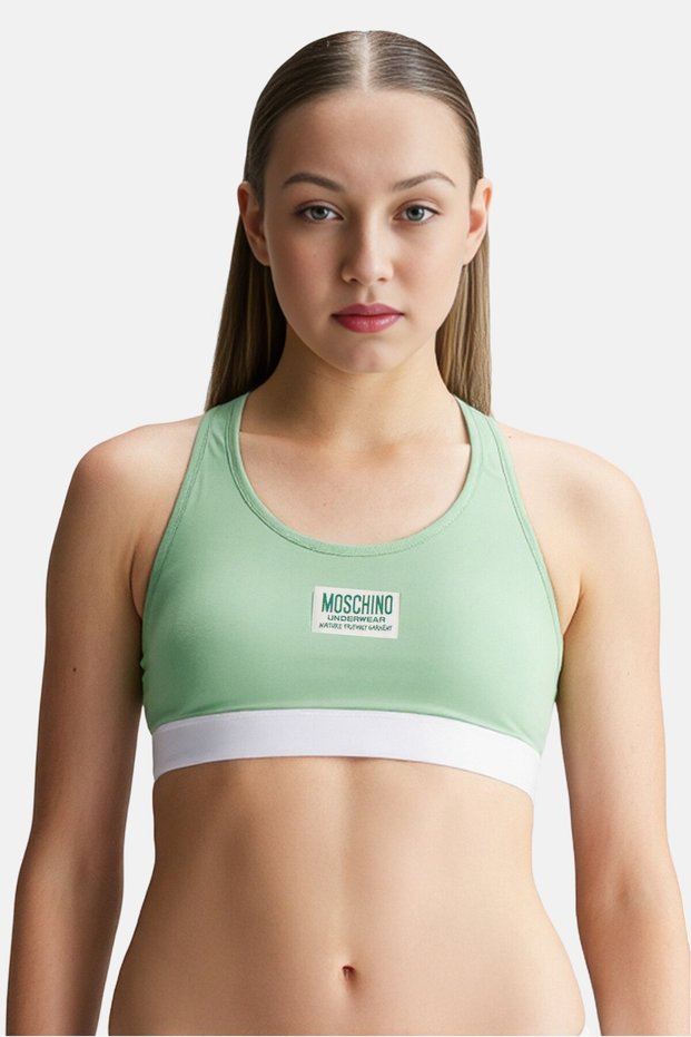 Women Brand Logo Padded Sports Bra, Mint Green