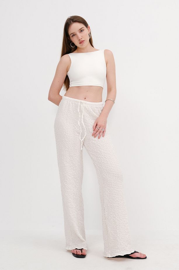 Dokulu Wide Leg Pantolon PN13895-İ9 - 1