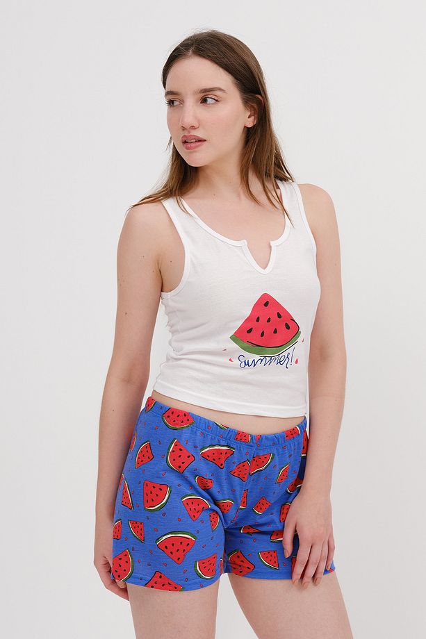 Karpuz Baskılı Şortlu Pijama Takımı Ş077 - 4
