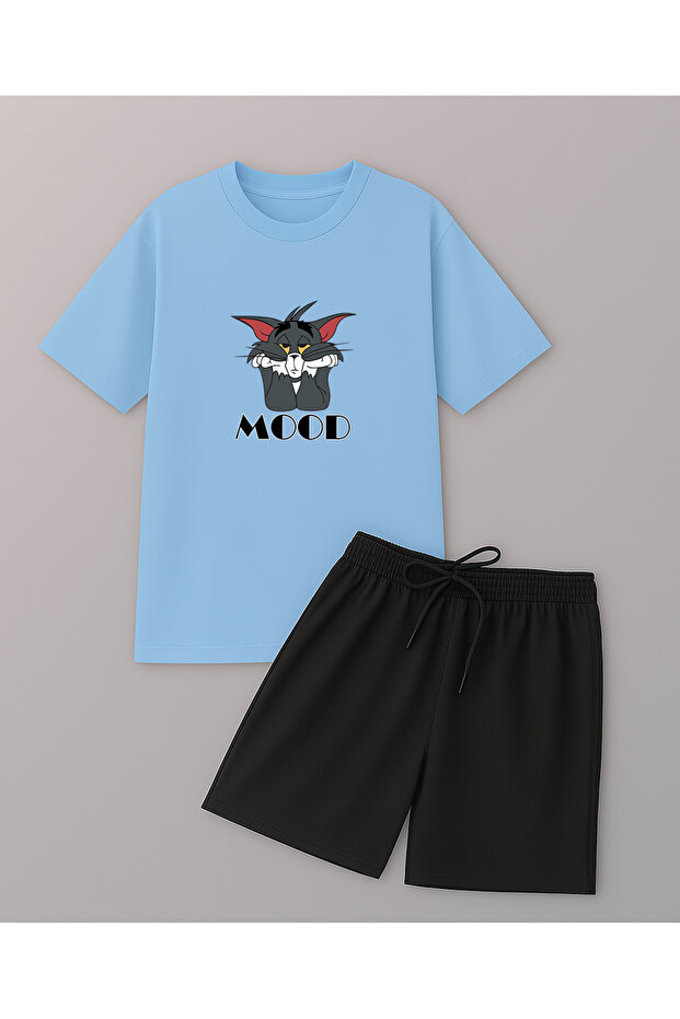 Unisex Mood Printed Design Shorts Set