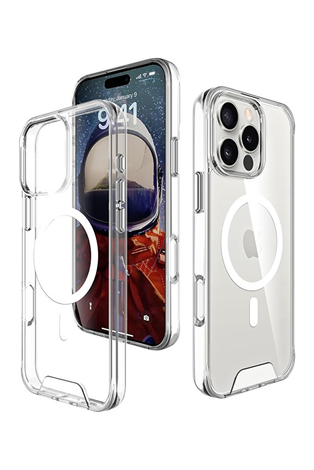 Magnetic Clear Case for iPhone 16 Pro Max, Wireless Charging, Shockproof, Anti-Yellowing